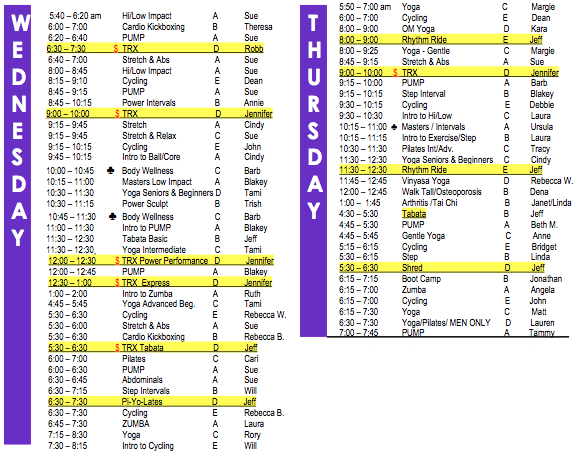New Class Schedule New Class Schedule
