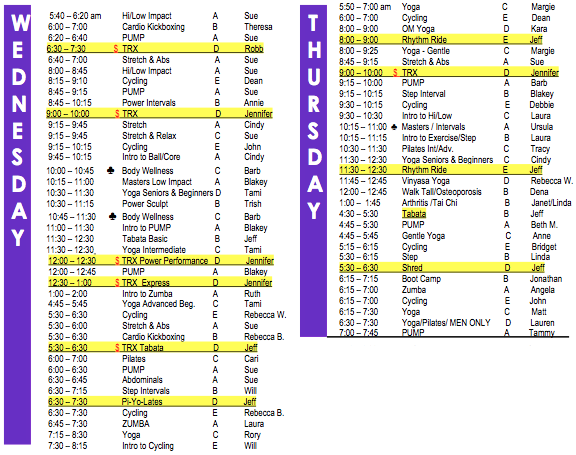 New Class Schedule