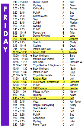 New Class Schedule New Class Schedule