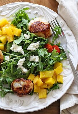 Scallops Beets Goat Cheese and Arugula Salad