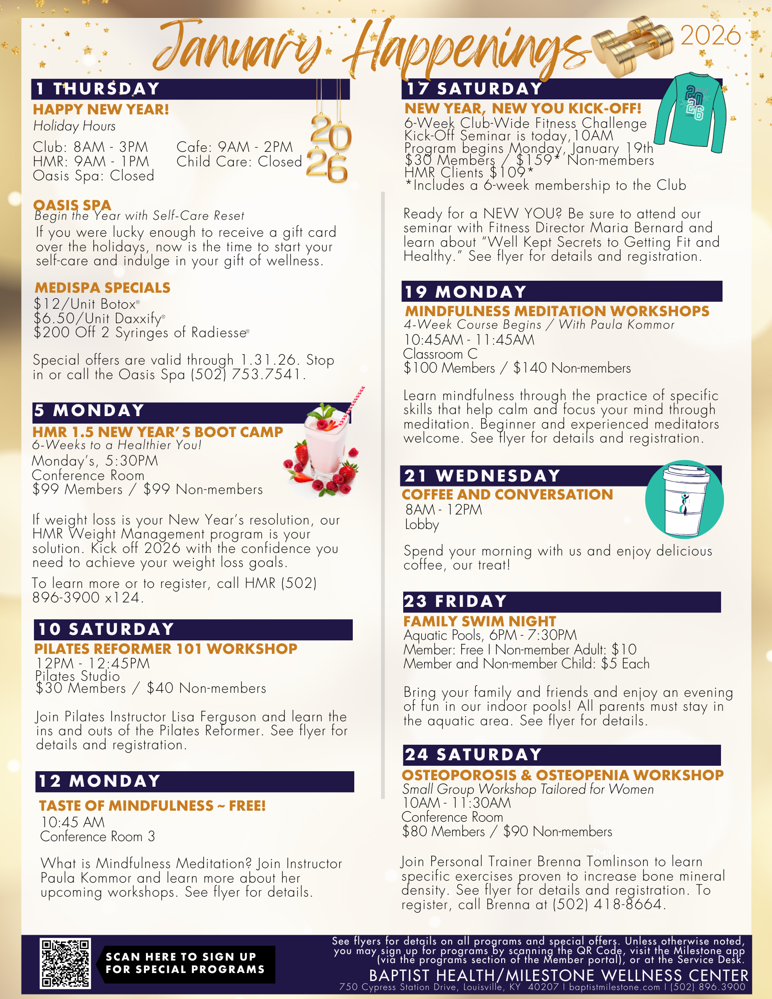 JANUARY  EVENTS CALENDAR