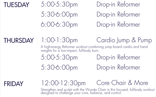 Pilates Reformer Drop-In Classes