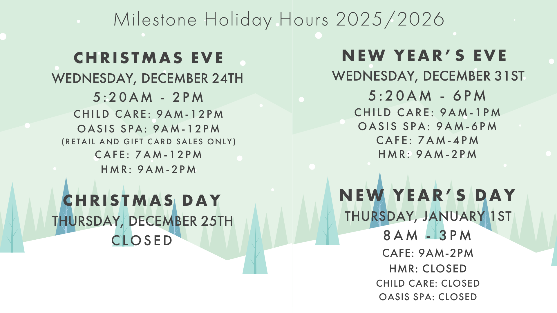 winter holiday hours